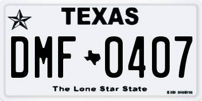 TX license plate DMF0407