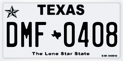 TX license plate DMF0408