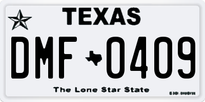 TX license plate DMF0409