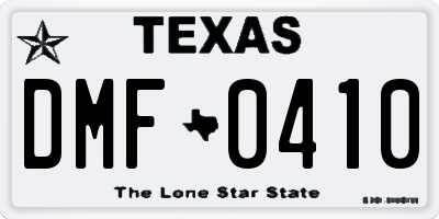 TX license plate DMF0410