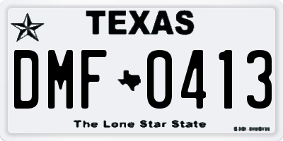 TX license plate DMF0413
