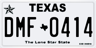 TX license plate DMF0414