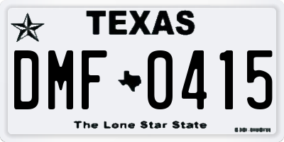 TX license plate DMF0415