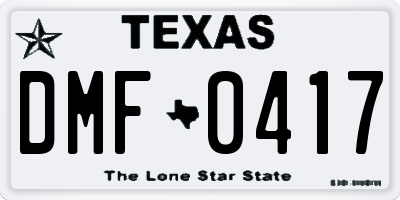 TX license plate DMF0417
