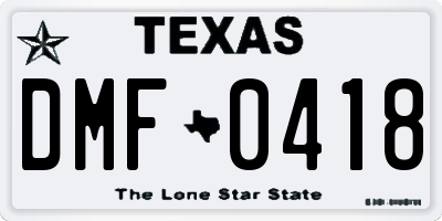TX license plate DMF0418
