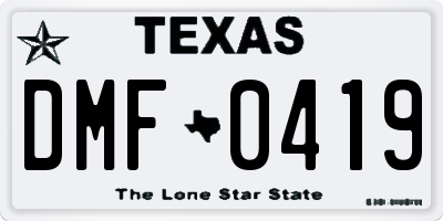 TX license plate DMF0419