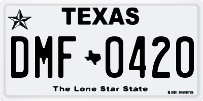 TX license plate DMF0420
