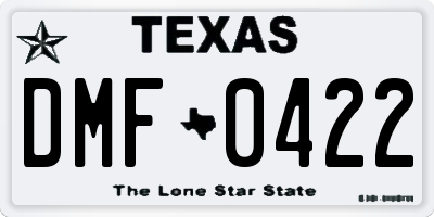 TX license plate DMF0422