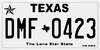 TX license plate DMF0423