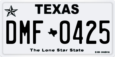 TX license plate DMF0425