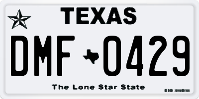 TX license plate DMF0429
