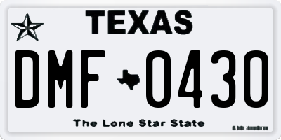 TX license plate DMF0430