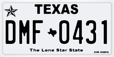 TX license plate DMF0431