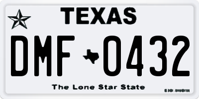 TX license plate DMF0432