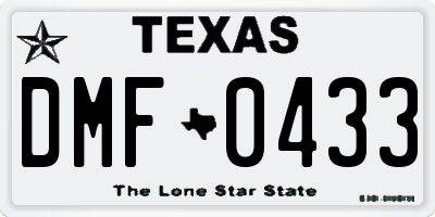 TX license plate DMF0433