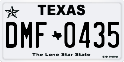 TX license plate DMF0435