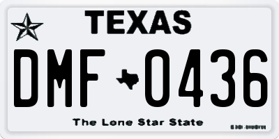 TX license plate DMF0436