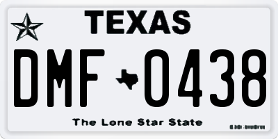 TX license plate DMF0438