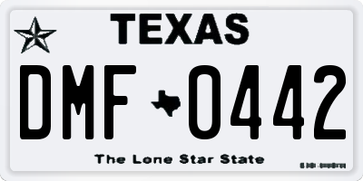 TX license plate DMF0442