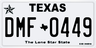 TX license plate DMF0449