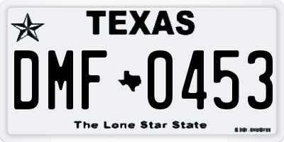 TX license plate DMF0453