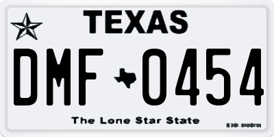 TX license plate DMF0454