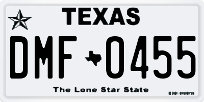 TX license plate DMF0455