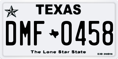 TX license plate DMF0458