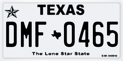 TX license plate DMF0465