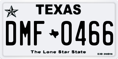 TX license plate DMF0466