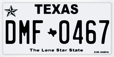 TX license plate DMF0467