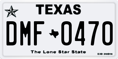 TX license plate DMF0470