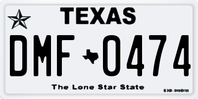 TX license plate DMF0474