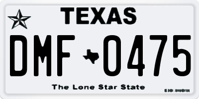 TX license plate DMF0475