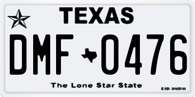 TX license plate DMF0476