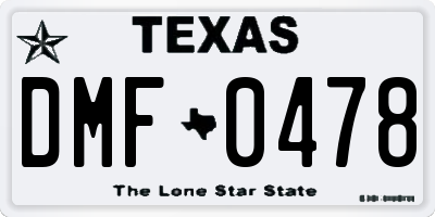 TX license plate DMF0478