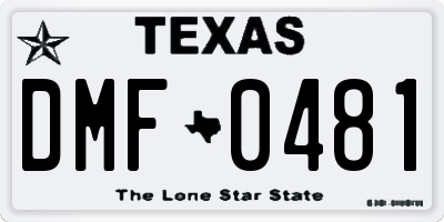 TX license plate DMF0481