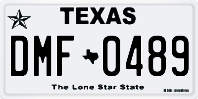 TX license plate DMF0489