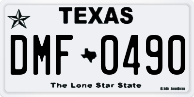 TX license plate DMF0490