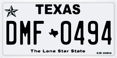 TX license plate DMF0494