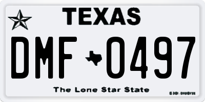 TX license plate DMF0497