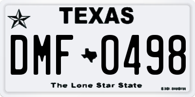 TX license plate DMF0498