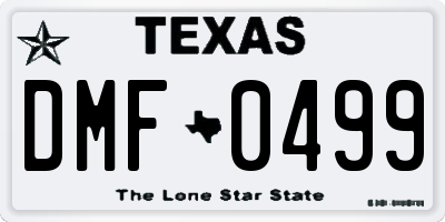 TX license plate DMF0499