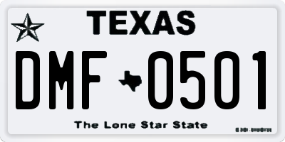 TX license plate DMF0501