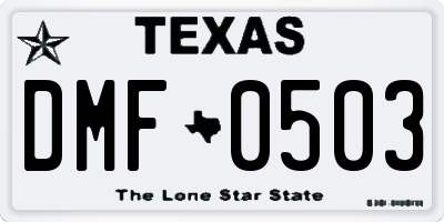 TX license plate DMF0503