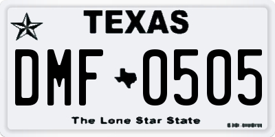 TX license plate DMF0505