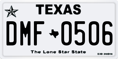 TX license plate DMF0506