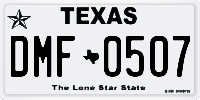 TX license plate DMF0507