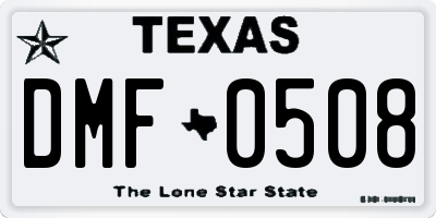 TX license plate DMF0508