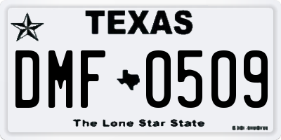 TX license plate DMF0509